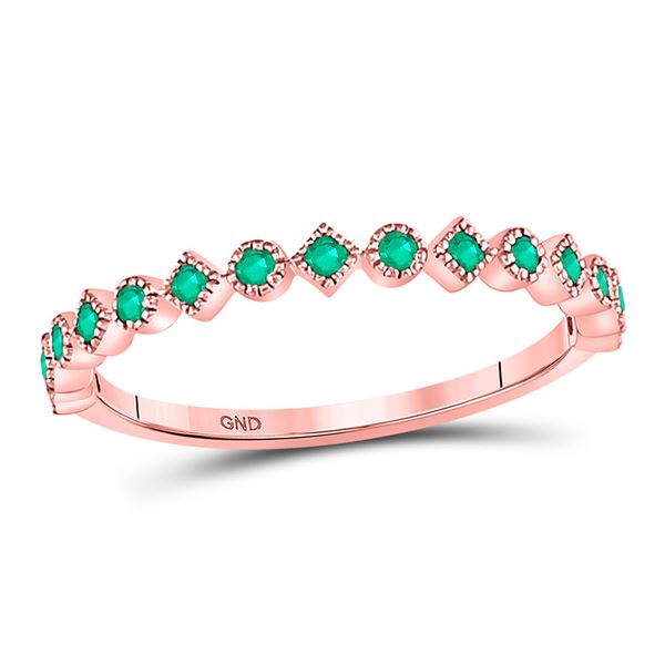 Emerald Square Dot Stackable Band Ring 1/5 Cttw 10kt Rose Gold