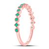 Image 3 : Emerald Square Dot Stackable Band Ring 1/5 Cttw 10kt Rose Gold