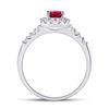 Image 3 : Pear Lab-Created Ruby Solitaire Diamond Frame Ring 1-1/5 Cttw 10kt White Gold