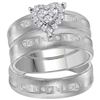 Image 1 : His Hers Diamond Heart Matching Wedding Set 1/4 Cttw 14kt White Gold
