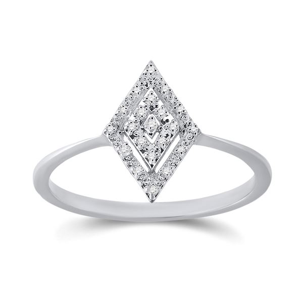Diamond Geometric Fashion Ring 1/20 Cttw 10kt White Gold
