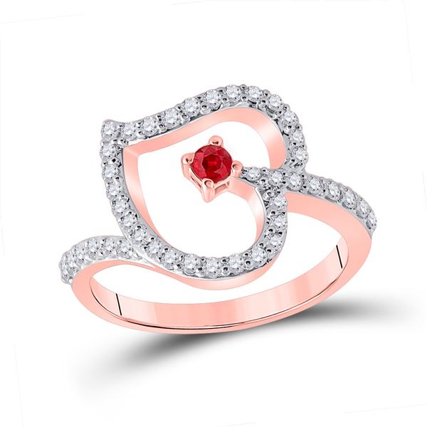 Ruby Diamond Heart Ring 3/8 Cttw 10kt Rose Gold