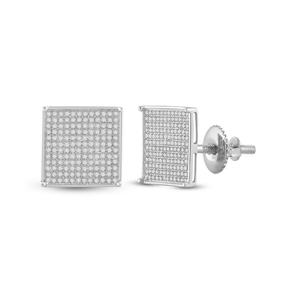 Diamond Square Earrings 7/8 Cttw 10kt White Gold