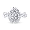 Image 2 : Diamond Teardrop Cluster Ring 3/8 Cttw 14kt White Gold