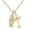 Image 2 : Diamond Rosary Cross Necklace 1/10 Cttw Sterling Silver