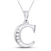 Image 1 : Diamond C Letter Pendant 1/20 Cttw 10kt White Gold