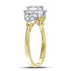 Image 4 : Diamond Cluster Bridal Wedding Engagement Ring 3/4 Cttw 14kt Yellow Gold