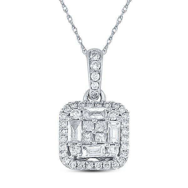 Baguette Diamond Fashion Pendant 5/8 Cttw 14kt White Gold