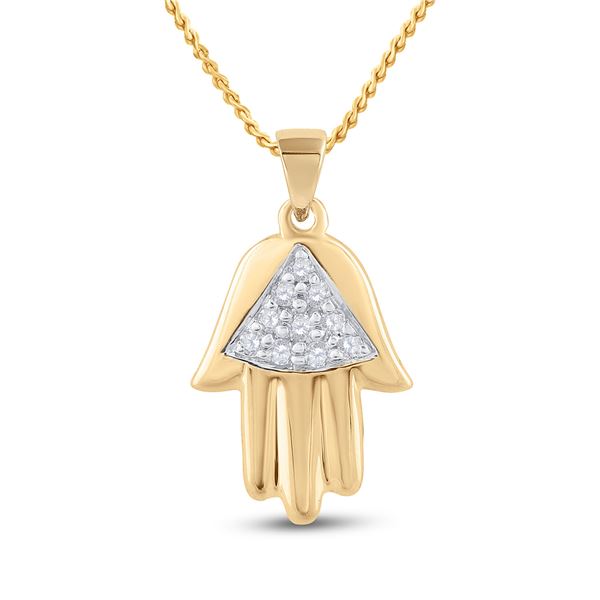 Diamond Hamsa Fashion Pendant 1/20 Cttw 10kt Yellow Gold