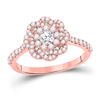 Image 1 : Diamond Floral Twist Solitaire Ring 7/8 Cttw 14kt Rose Gold