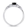 Image 4 : Black Color Enhanced Diamond Solitaire Bridal Wedding Ring 1/3 Cttw 10kt White Gold