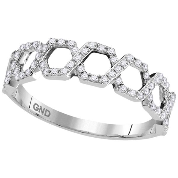 Diamond Polygon Woven Band Ring 1/4 Cttw 10kt White Gold