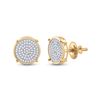 Image 1 : Mens Diamond Circle Disk Cluster Earrings 1/4 Cttw 10kt Yellow Gold