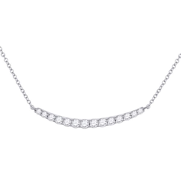 Diamond Curved Bar Necklace 3/4 Cttw 14kt White Gold