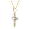 Image 2 : Mens Diamond Cross Charm Pendant 3/4 Cttw 10kt Yellow Gold