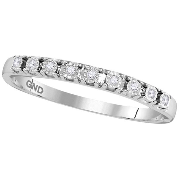 Diamond Illusion-set Band 1/20 Cttw 10kt White Gold