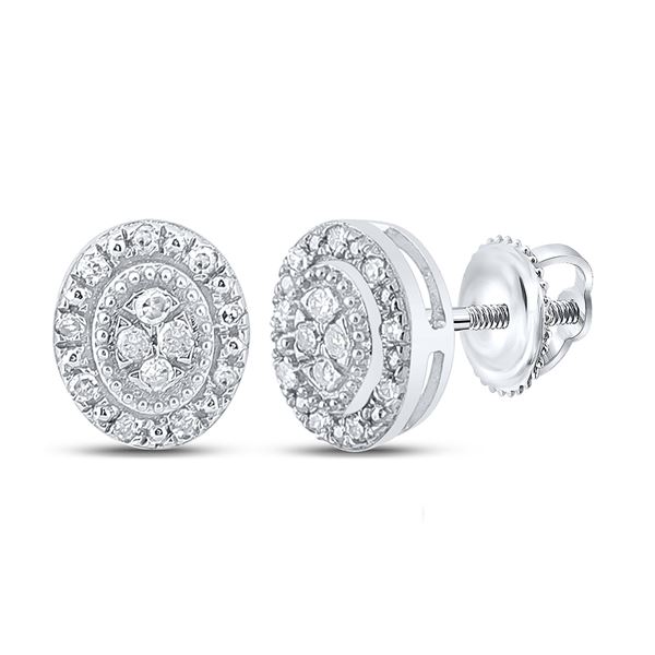 Diamond Oval Earrings 1/10 Cttw 10kt White Gold