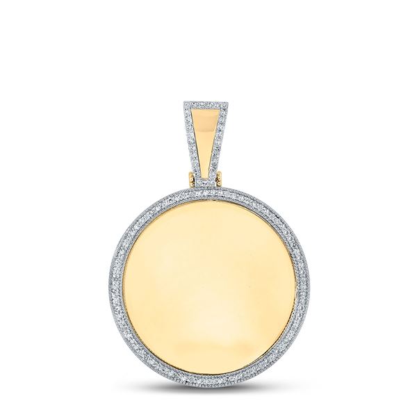Mens Diamond Circle Picture Memory Pendant 5/8 Cttw 10kt Yellow Gold