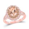 Image 1 : Oval Morganite Diamond Solitaire Ring 1-1/2 Cttw 14kt Rose Gold