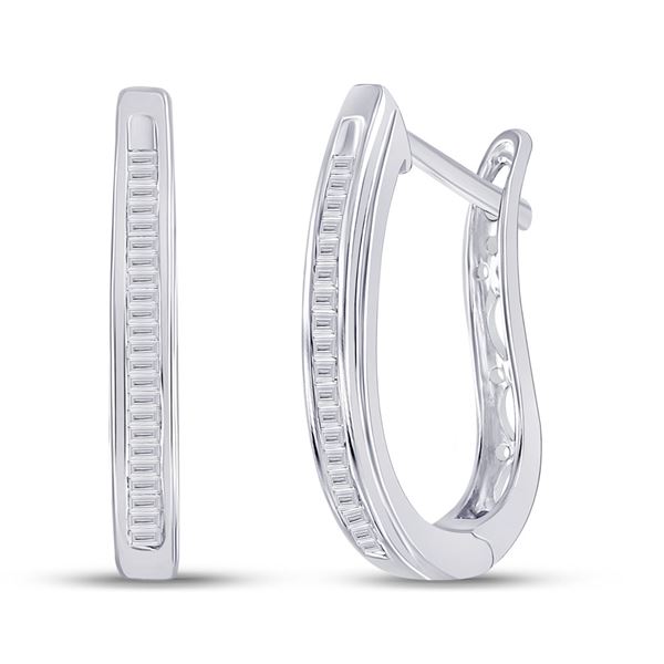 Oblong Hoop Earrings 1/4 Cttw Sterling Silver