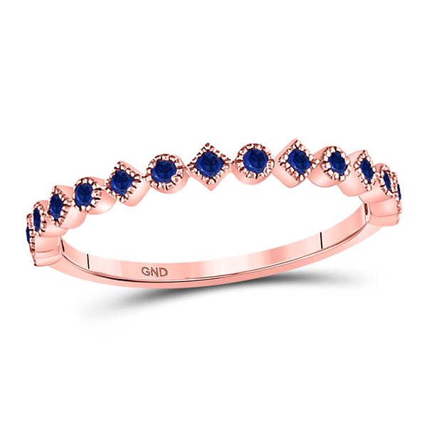 Blue Sapphire Stackable Band Ring 1/5 Cttw 10kt Rose Gold