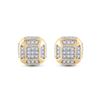 Image 2 : Mens Diamond Cushion Cluster Earrings 1/4 Cttw 10kt Yellow Gold