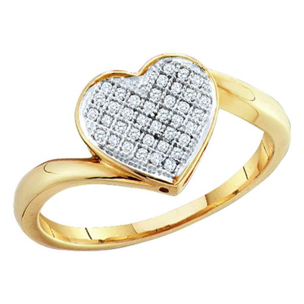 Diamond Heart Cluster Ring 1/20 Cttw Yellow-tone Sterling Silver