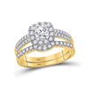 Image 2 : His Hers Diamond Solitaire Matching Wedding Set 1-3/4 Cttw 14kt Yellow Gold