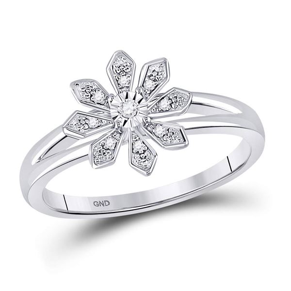 Diamond Flower Fashion Ring 1/20 Cttw Sterling Silver