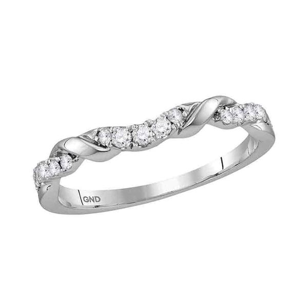 Diamond Stackable Band Ring 1/5 Cttw 10kt White Gold