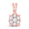 Image 1 : Diamond Flower Cluster Pendant 1/3 Cttw 14kt Rose Gold