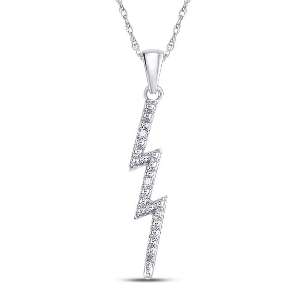 Diamond-accent Lightning Bolt Pendant .01 Cttw Sterling Silver