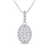 Image 1 : Diamond Oval Cluster Pendant 1/2 Cttw 14kt White Gold