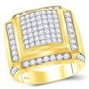 Image 1 : Mens Princess Diamond Square Cluster Ring 2-7/8 Cttw 10kt Yellow Gold