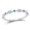 Image 1 : Emerald Diamond Marquise Dot Stackable Band Ring 1/8 Cttw 10kt White Gold