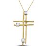 Image 1 : Diamond Simple Layered Cross Pendant 1/20 Cttw 14kt Yellow Gold