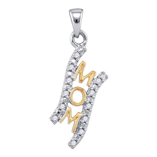 Diamond 2-tone Mom Mother Pendant 1/10 Cttw Sterling Silver