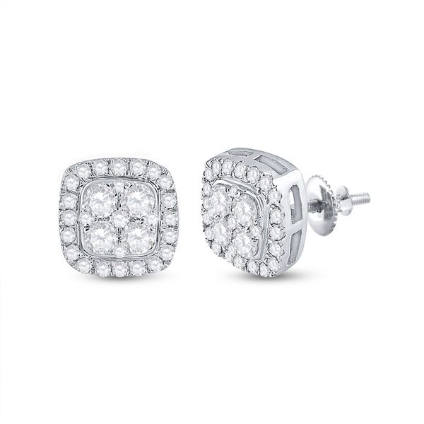 Diamond Square Earrings 3/4 Cttw 14kt White Gold