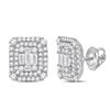 Image 1 : Baguette Diamond Cluster Earrings 1-1/5 Cttw 14kt White Gold