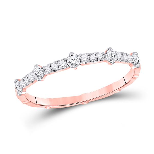 Diamond 5-Stone Stackable Band Ring 1/4 Cttw 10kt Rose Gold