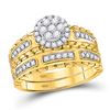 Image 2 : His Hers Diamond Cluster Matching Wedding Set 5/8 Cttw 14kt Yellow Gold