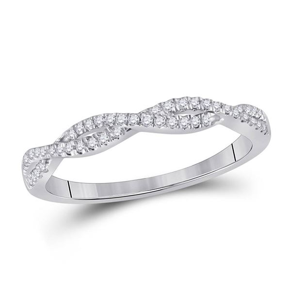 Diamond Twist Stackable Band Ring 1/6 Cttw 14kt White Gold