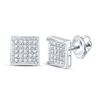 Image 1 : Diamond Square Cluster Earrings 1/6 Cttw 10kt White Gold