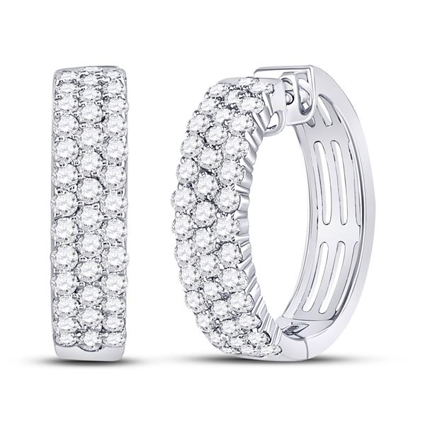 Diamond Hoop Earrings 1-1/2 Cttw 10kt White Gold