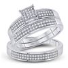 Image 3 : His Hers Diamond Cluster Matching Wedding Set 1/3 Cttw 10kt White Gold