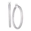 Image 1 : Diamond Inside Outside Hoop Earrings 1 Cttw 14kt White Gold