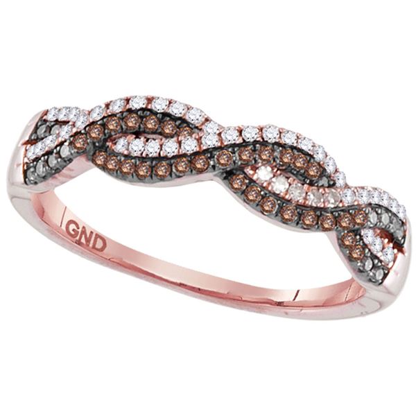 Brown Diamond Twist Band Ring 1/4 Cttw 10kt Rose Gold