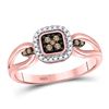 Image 1 : Brown Diamond Square Cluster Ring 1/8 Cttw 10kt Rose Gold