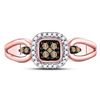 Image 2 : Brown Diamond Square Cluster Ring 1/8 Cttw 10kt Rose Gold