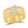 Image 1 : Diamond 5-Piece Leaf Stackable Band Ring Set 1/10 Cttw 14kt Yellow Gold